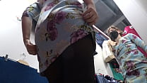 hd a hidden camera in a fitting room spies on a girl with a gorgeous ass and beautiful legs in pantyhose then a voyeur sex
