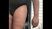 hd flashing french chubby sissy femboy jinna wear one piece swimsuit when stretched her nipples and testicules sex