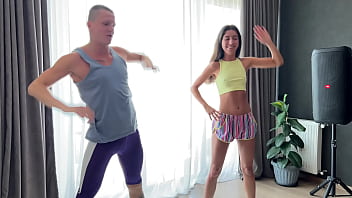 hd bisexual threesome without a condom with stepfather after morning exercises sex